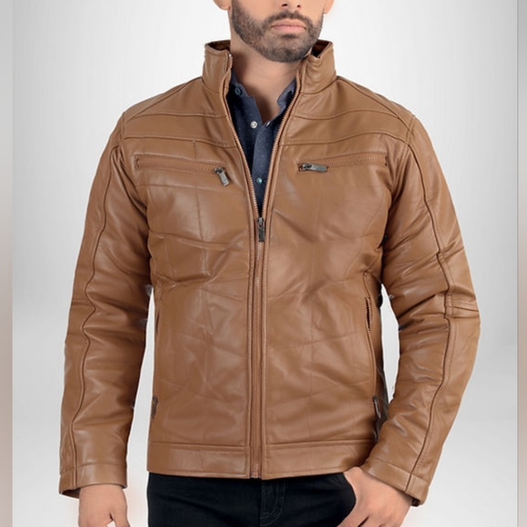 Leather Modern Zip Classic Men Jacket - Picture 2 of 2